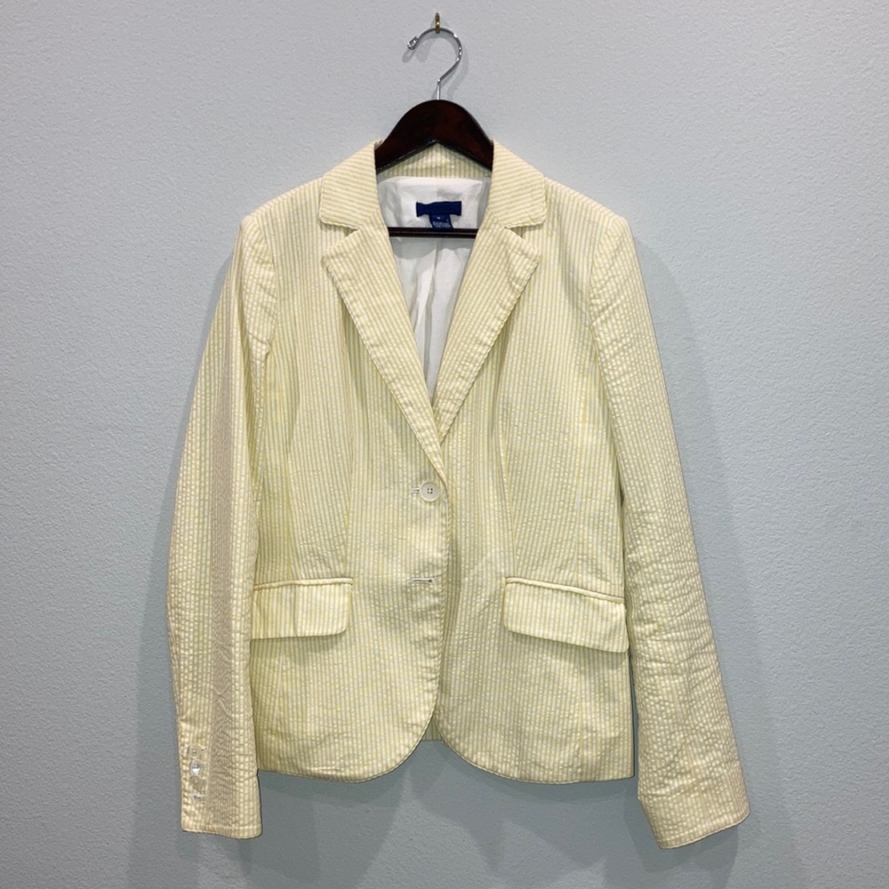 J.Crew yellow striped seersucker blazer size 6